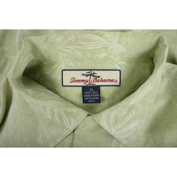 Tommy Bahama Shirt Top Palm Trees Size M Sage Green Silk Tropical - Picture 6 of 6
